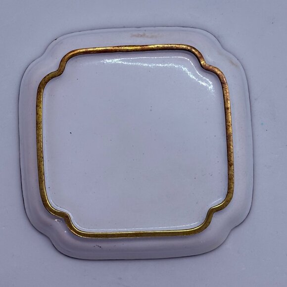 Vintage Square Ceramic Floral Trinket Dish With Gold Rim - Picture 4 of 5